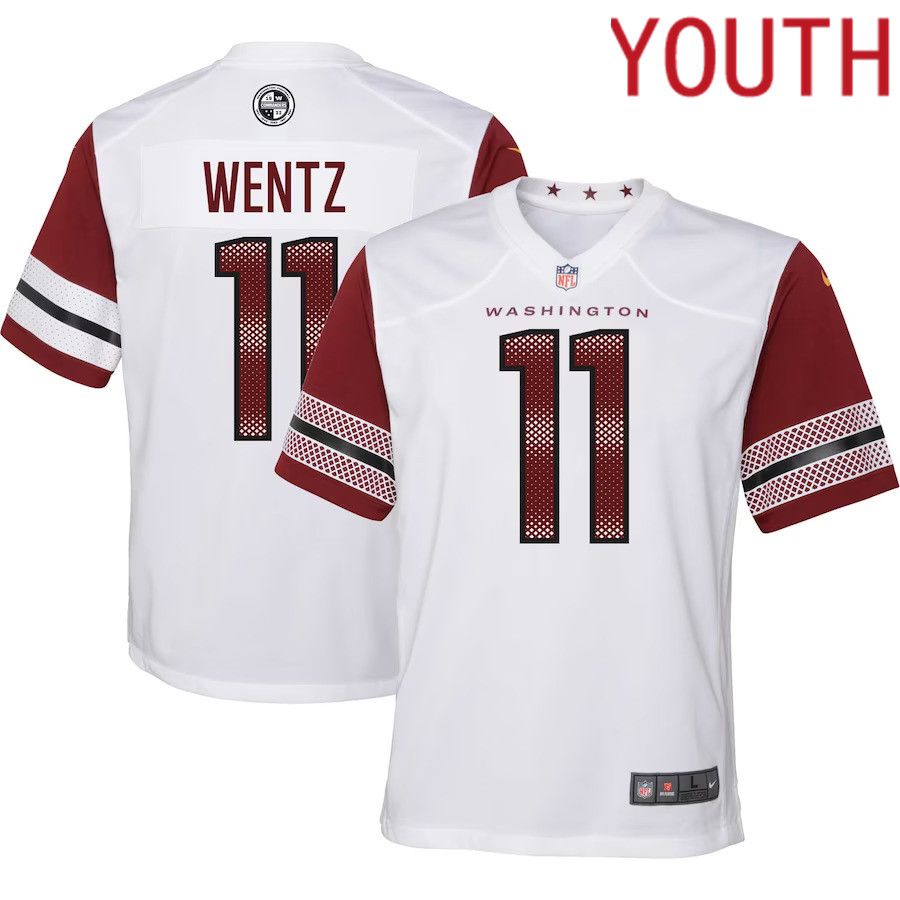 Youth Washington Commanders #11 Carson Wentz Nike White Game NFL Jersey->youth nfl jersey->Youth Jersey